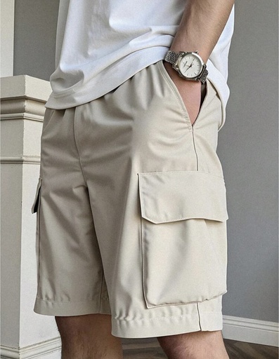 [SUNSET SHOP-000015] Shorts con bolsillos tipo cargo tono beige talla M