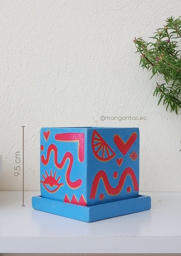 [MANGARITAS-000015] Maceta Celeste-Rojo MCR-15