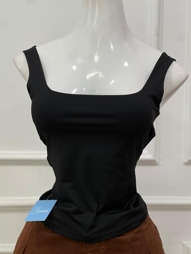 [BAMBI-000049] Top ajustado sin mangas cuello cuadrado color negro talla S,M