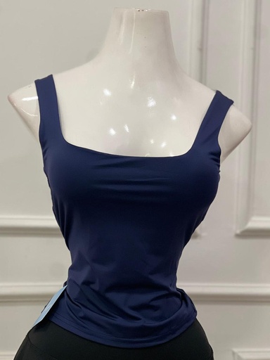 [BAMBI-000050] Top ajustado sin mangas cuello cuadrado color azul marino talla S