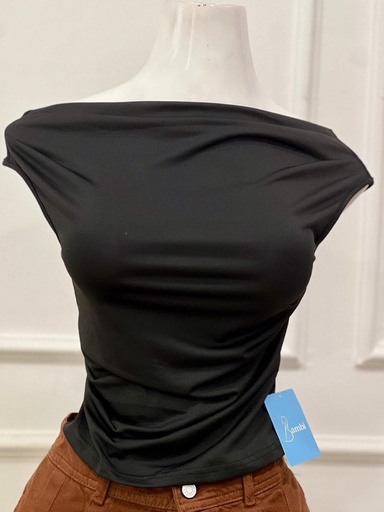 [BAMBI-000054] Top con mangas tipo straplee color negro talla S,M