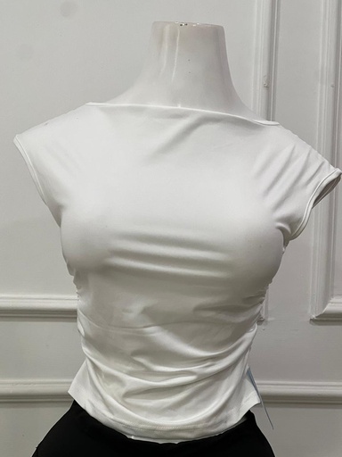 [BAMBI-000055] Top con mangas tipo straplee color blanco talla S