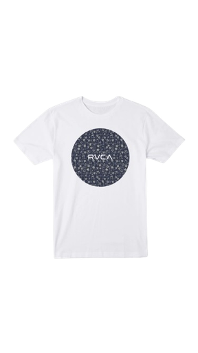[BAZAR USA-000011] CAMISETA RVCA BLANCA LOGO CENTRO CÍRCULO AZUL  TALLA M