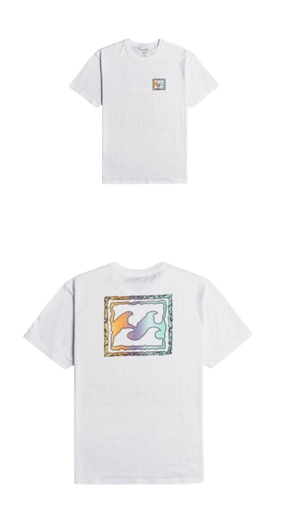 [BAZAR USA-000013] CAMISETA BILLABONG BLANCA LOGO COLORES PASTELES TALLA L