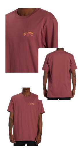 [BAZAR USA-000016] CAMISETA BILLABONG SALMON ROJA LOGO LETRAS AMARILLO  TALLA L