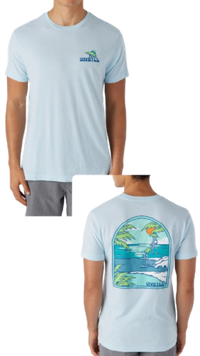 [BAZAR USA-000017] CAMISETA ONEILL CELESTE LOGO CALAVERA SOMBRERO  TALLA XL