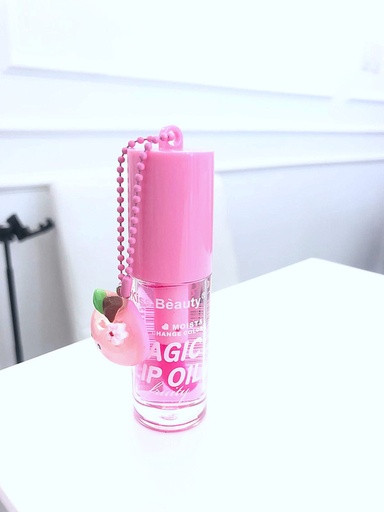 [UNIVERSE PIINK-000109] Lip oil Magic con llavero Marca Kiss Beauty Tono fresa