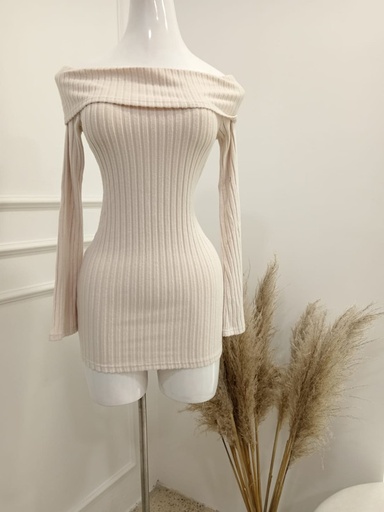 [SOIQUARA-000041] Vestido albaricoque corto con mangas largas M/S