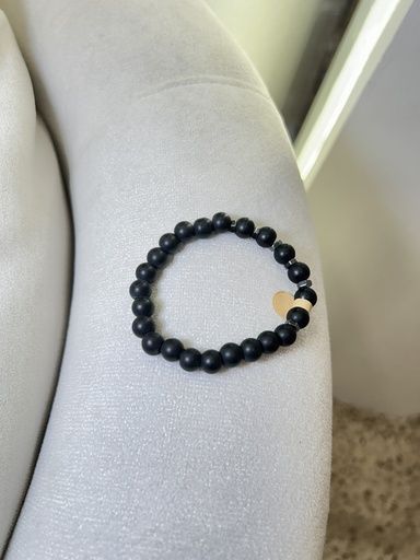 [MEN VIBES-000022] PULSERA DE PIEDRA VOLCANICA NEGRA/PLATEADA 