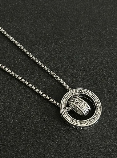 [MEN VIBES-000069] CADENA DE ACERO CON MANTRA GIRATORIO 