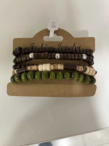 [MEN VIBES-000076] SET X4 PULSERAS DE MADERA 