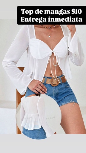 [JULIMAR-000025] top color blanca de mangas 