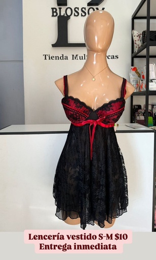 [JULIMAR-000046] lenceria color negro con rojo
