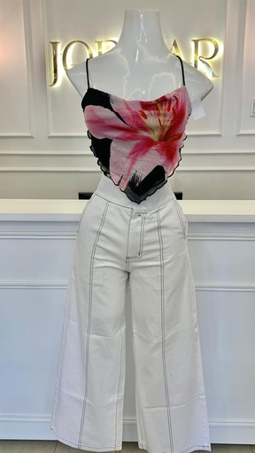 [HEAVENLY EGSTORE-000009] Top espalda descubierta Negra con flor Talla XS