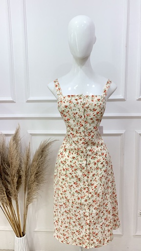 [HEAVENLY EGSTORE-000046] Vestido largo blanco hueso con flores Talla M