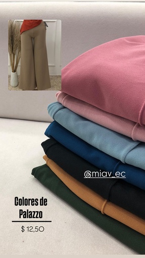 [MIAV-000010] pantalon palazzo scuba linea colores negro, mora, camel, rosa 1-58