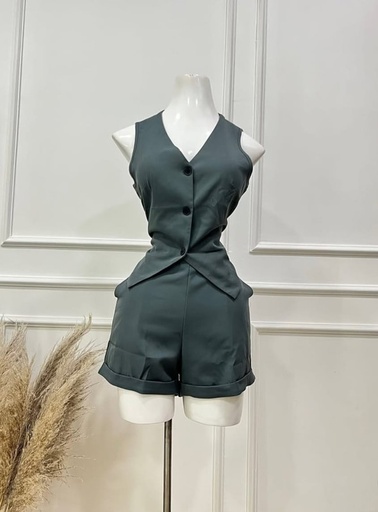 [SNIELA-000008] Conjunto de chaleco y short, Color Gris, Talla M, Tela Poliester Cod 027GC