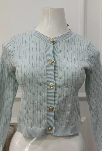 [SNIELA-000012] Buso con botones, Color Celeste, Talla S/M, Tejido de Lana Cod 040CB