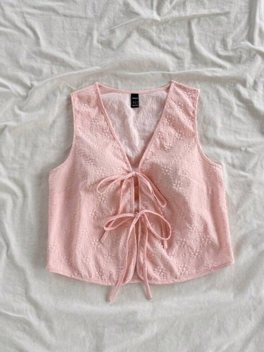 [SNIELA-000036] Blusa Chaleco lazo enfrente, Color rosa, Talla M, Tela Poliester Cod 003RB