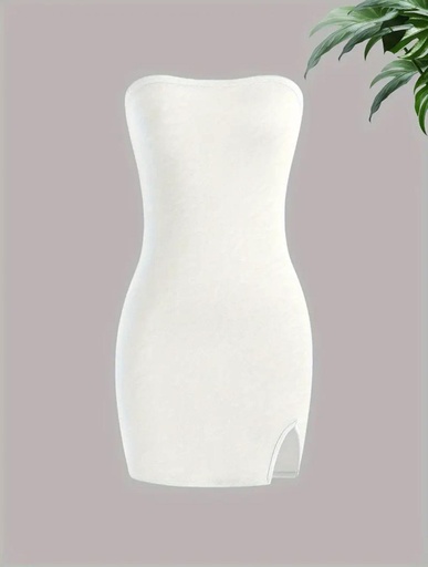 [SNIELA-000049] Vestido estraple corto, Color blanco, Talla S, Tela licra Cod 097V3
