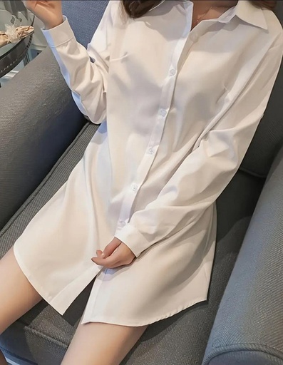 [SNIELA-000054] Camison de botones, color blanco, Talla m, Tela Poliester Cod 100BB