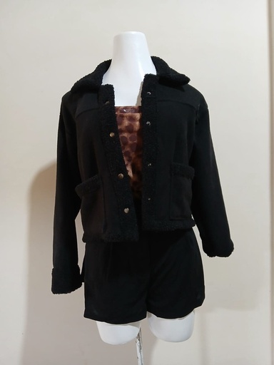 [SNIELA-000059] Abrigo con botones, Color Negro y Beis, Talla S/M, Tela poliester Cod 094B2