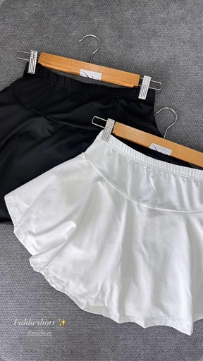 [SNIELA-000066] Falda con short, blanco, negro, Talla S, Tela Poliester Cod 096F3